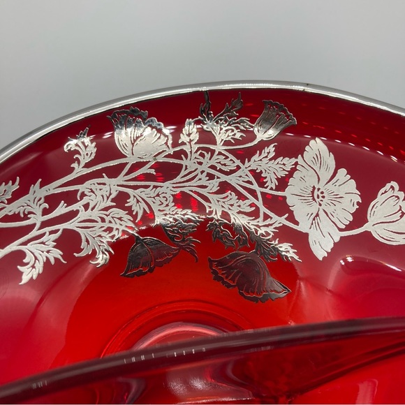 Viking Ruby Red Sterling overlay divided relish dish - Picture 6 of 8